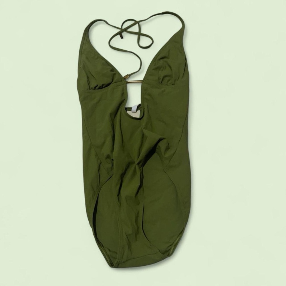 Michael Kors Olive Green One-Piece Halter Swimsuit